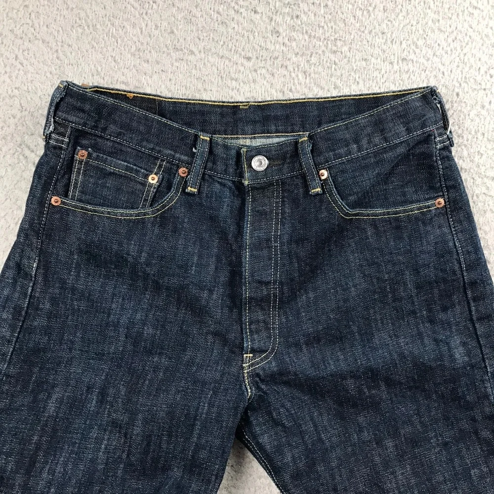 Levi 501XX Jeans Mens 34 (32x29) Dark Indigo Blue Straight Leg Button Fly Denim